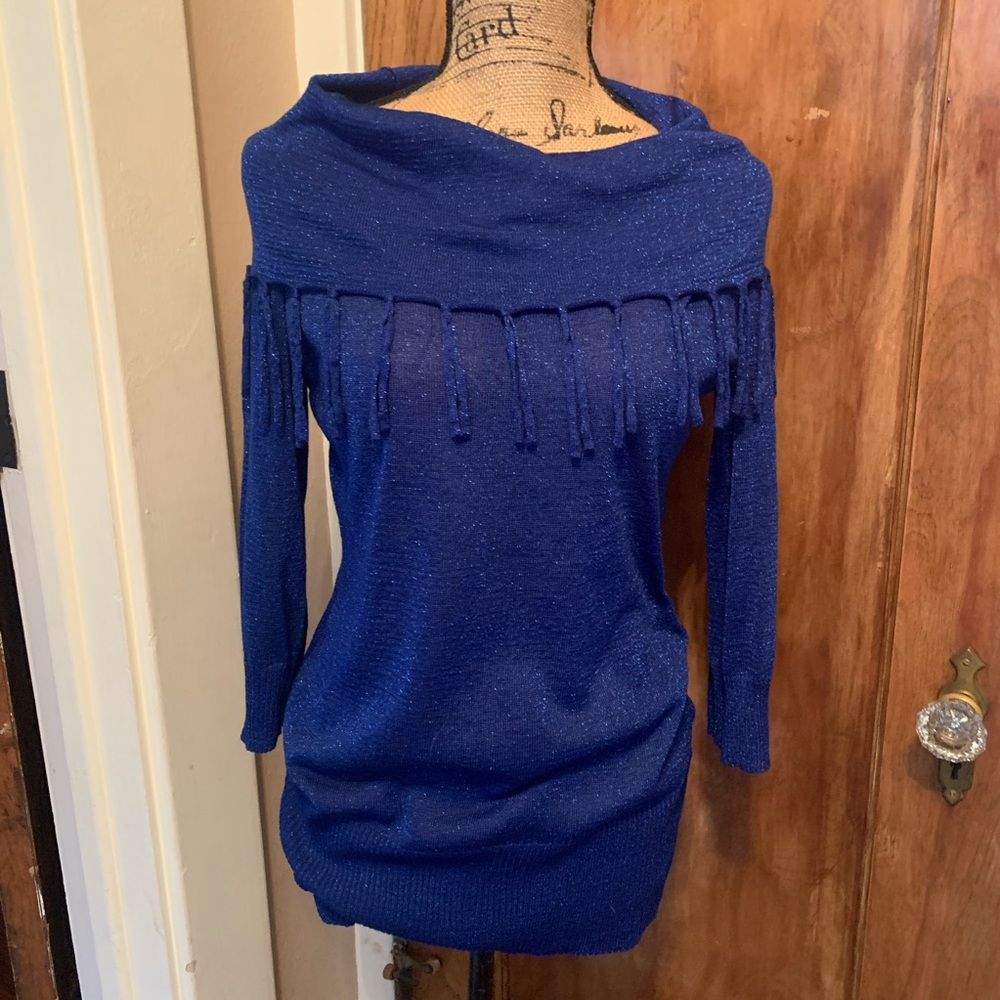 Studio Works Shimmer Fringe Holiday Sweater NWOT S